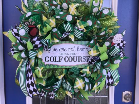 Wreaths Front Doors, Golf Wreath, Grinch Wreath, Wreath For Door, Golf Decor, Masters Golf, Fun Wreath, Deco Wreaths, Large Wreath