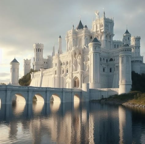 Marble City Fantasy Art, White Palace Fantasy Art, White Marble Castle, Marble Castle Aesthetic, White Castle Fantasy Art, Kingdom Aesthetic Castle, White Castle Minecraft, White Fantasy Castle, White Castle Aesthetic