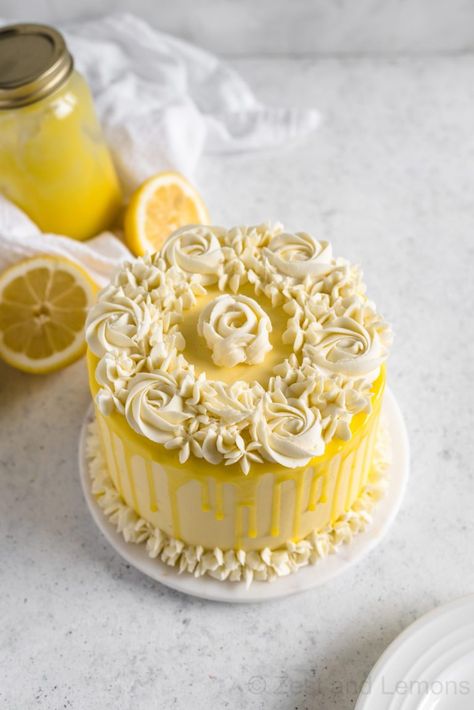 Lemon Cake With Lemon Filling, Cake With Lemon Filling, Lemon Birthday Cakes, Gluten Free Lemon Cake, Lemon Layer Cake, Delicious Lemon Cake, Gf Cake, Wheat Allergy, Citrus Cake