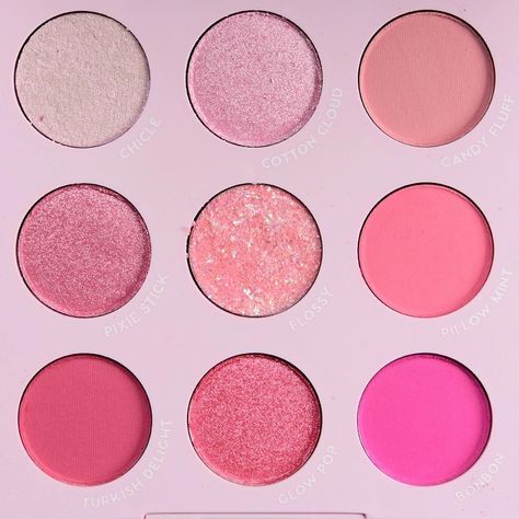 Paper Makeup, Colourpop Eyeshadow Palette, Pink Eyeshadow Palette, Glitter Pillows, Colourpop Eyeshadow, Makeup Pallets, Makeup Eyeshadow Palette, Makeup For Hazel Eyes, Nails Colors