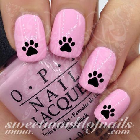 Black Paw Nail Art Nail Water Decals Water Slides 20 water decals on a clear water transfer which can be applied over any color varnish on either your natural or false nail. Use: 1. Paint nails in the Paws Nail Art, Paw Nail Art, Crown Nail Art, Paw Print Nails, Dog Nail Art, Crown Nails, Paw Nails, Paint Nails, Nail Water Decals