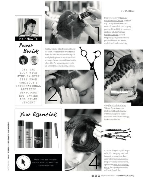 Step by step guide on how to recreate hairstyles from our editorial womenswear shoot. Hair Magazine Layout, Hairstyles For Heavy Women, Pixie Cut Natural Hair, Photography Magazine Design, Hairstyle With Long Hair, Hairstyles Low Maintenance, Curly Hair Boy, Hairstyle Magazine, Square Jaw