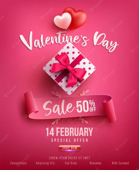 Premium Vector | Valentine's day sale poster or banner with sweet gift,sweet heart and lovely items on pink .promotion and shopping template or for love and valentine's day Valentines Ads, Valentine's Day Poster Design, Valentines Social Media, Valentines Day Wallpapers, Simple Valentines Gifts, Valentine's Day Wishes, Valentines Day Post, Simple Valentines, Valentines Day Images