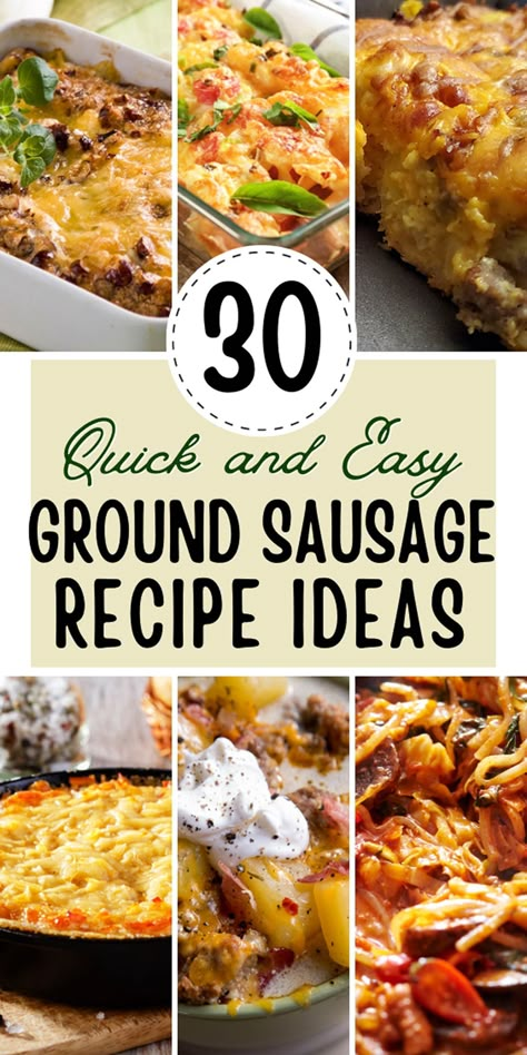 Meals Made With Sausage, Country Sausage Dinner Recipes, Meals To Make With Ground Sausage, Dinners To Make With Ground Sausage, Quick Sausage Recipes, What To Make With Ground Sausage Dinners, Hot Ground Sausage Recipes Dinners, Easy Dinner Recipes For Family Sausage, Dinners With Pork Sausage