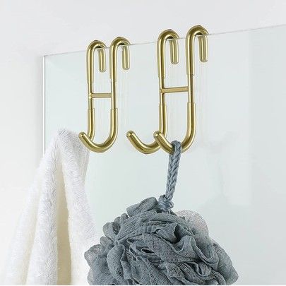 Towel Hooks For Bathroom, Shower Towel Hooks, Black Shower Doors, Hooks For Towels, Shower Squeegee, Hooks For Bathroom, Glass Shower Doors Frameless, Glass Shower Door, Shower Hooks