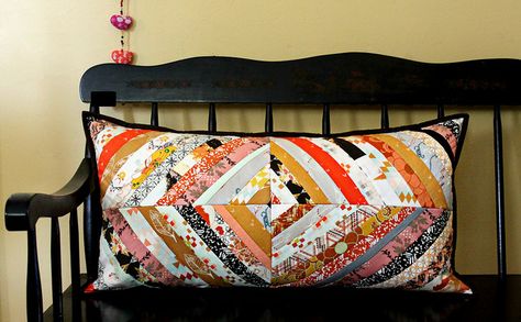 Herringbone QAYG Pillow Bench Pillow Patterns, Quilted Pillow Covers, Pillow Patterns, Bench Pillow, Body Pillow Cover, String Quilts, Quilts Decor, Bench Pillows, Quilt As You Go