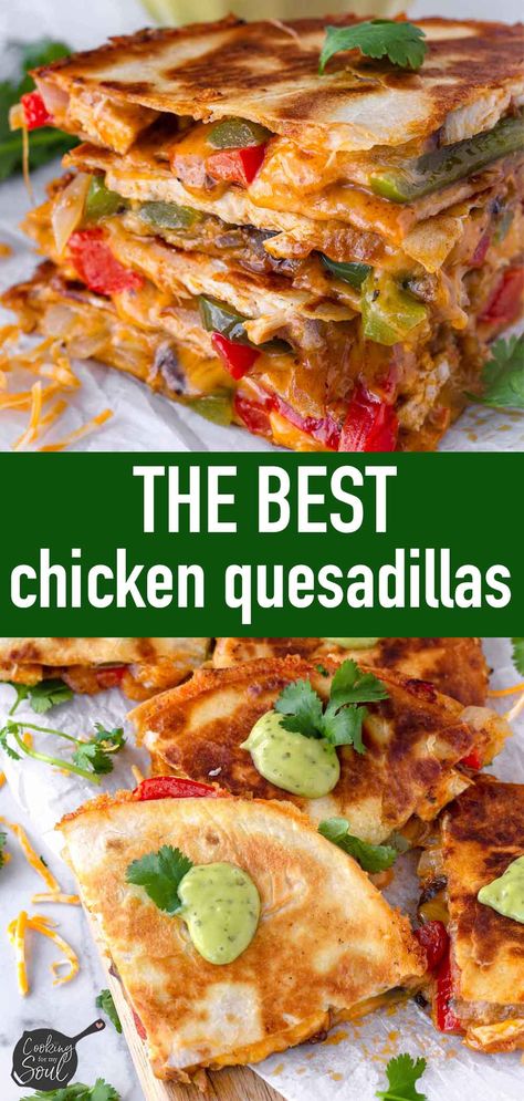 Casadia Recipe, Best Chicken Quesadillas, Chicken Quesadillas Easy, Chicken Tortilla Recipe, Chicken Bell Peppers, Quesadilla Recipes Easy, Seasoning Chicken, Loaded Chicken, Chicken Quesadilla Recipe