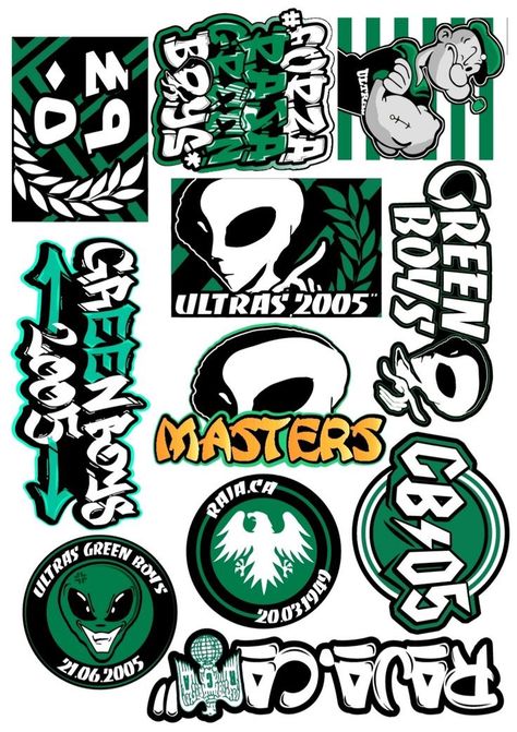 Ultras Green Boys 05, Green Boys Ultras Logo, Green Boys Raja, Ultras Green Boys, Raja Club, Raja Casablanca, Green Boys, Drip Art, Boys Sticker