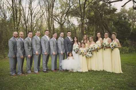 Silver And Yellow Wedding, Yellow Wedding Theme Groomsmen, Pastel Yellow Groomsmen, Yellow And Beige Wedding, Bridesmaid Dresses Light Yellow, Blue And Yellow Bridal Party, Yellow Bridesmaid Dresses With Groomsmen, Summer Wedding 2024, Yellow Groomsmen Attire