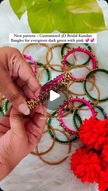 Maya Venba’s Boutique | Handcrafted Bangles | Jewelry on Instagram: "⚜️ New pattern :: Customized Bridal 3D Kundan Bangles 💞💞

🌟 Each set is masterpiece of shimmer with elegance ✨

⚠️ Strictly don’t copy our designs or steal pics/videos from our page, respectively copyright actions will be taken accordingly 

💌 We’re exclusively specialized in handmade silkthread shining finishing and intricate stone finishing 🥰🥰

⚜️ Follow @maya_venba_boutique for exquisite bangles collections with exclusive finishing ❣️

❣️DM/Whatsapp - 8637452661 for orders 
❣️ Bridal bangles & Bulk bridal packages are available 
❣️ Bulk orders are accepted 
❣️ Return gifts orders are taken for all occasions 
❣️ Worldwide shipping available 

#maya_venba_boutique #bridalbangles #bridetobe #silkthreadbangles😘 #pon Handmade Kundan Bangles, Kundan Bangles Making, Kundan Bangle For Ceremonial Festivals, Adjustable Kundan Bangle, Party Multicolor Kundan Bangle, Silkthread Kundan Bangles, Kundan Bangles, Bridal Packages, Silk Thread Bangles