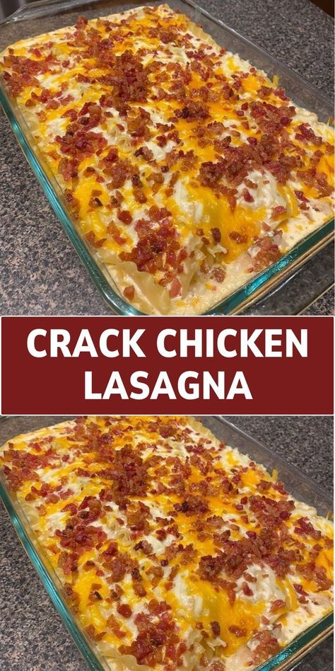 A twist on traditional lasagna, featuring layers of lasagna noodles, a creamy chicken mixture with cheese and bacon, and a rich bechamel sauce. Chicken Bacon Lasagna, Creamy Bacon Chicken Delight, Bbq Chicken Lasagna, Lasagna Recipe With Alfredo Sauce, Recipe With Lasagna Noodles, Different Lasagna Recipes, Chicken Lasagna Recipe Easy, Recipes With Leftover Chicken, Lasagna With Chicken