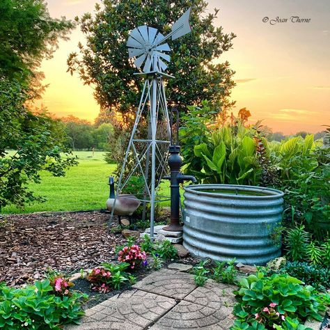 Windmill Decor Outdoor, Windmill Yard Landscaping, Windmill Yard Decor Outdoor, Farm Yard Landscaping, Backyard Windmill, Home Decor Ideas Bathroom, Yard Windmill, Well Garden, Blob Mirror