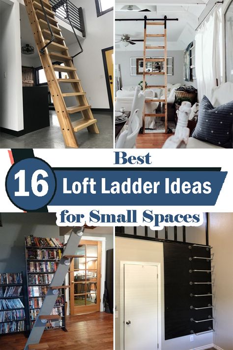 Loft Stair Railing Ideas Tiny Home, Staircases To Lofts, Space Saving Loft Stairs, Small Space Loft Ideas, Attic Loft Stairs, Small Stairs To Loft, Tiny Living Bedroom Ideas, Stairs Into Loft, Ships Ladders Loft Stairs