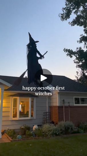 Halloween flying hover witch | 🫧✨shes a good witch though. I can’t wait to bring her out again. 🎃 | By OyoungshopFacebook Halloween Flying Witch, Flying Witch, Good Witch, Happy October, Fudge Cake, Chocolate Fudge, Fudge, Witch, I Can