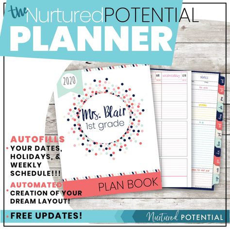 The Nurtured Potential Planner Schedule Layout, Editable Teacher Planner, Classroom Volunteer, Organization School, Digital Teacher Planner, School Week, Teacher Binder, Virtual School, Plan Book