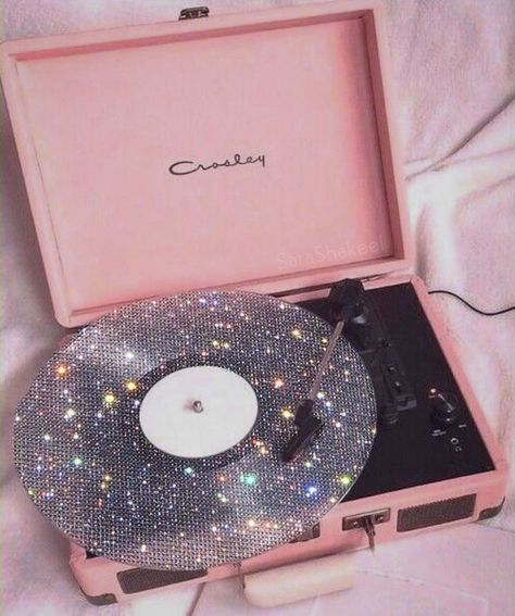 Record Player, Pink Aesthetic, I Hope, Glitter, Silver, Pink, Record Players