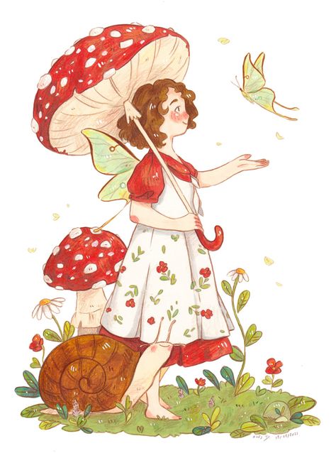 mushroom umbrella - Inês Dinis Illustration Mushroom Umbrella, Coimbra Portugal, Fairy Drawings, Mushroom Drawing, My Sketchbook, Arte Sketchbook, Mushroom Art, Art Cute, Dessin Adorable