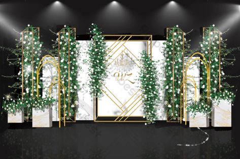 Wrought Iron Shelf, White Green Wedding, Indoor Wedding Decorations, Gold Wedding Reception, Wedding Forest, Metal Wedding Arch, Reception Backdrop, Wedding Background Decoration, Wedding Stage Design