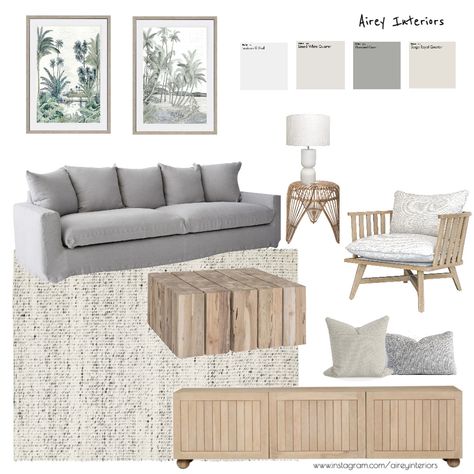 Coastal living room Grey Coastal Living Rooms, Neutral Coastal Living Room, Coastal Chic Living Room, Mood Board Living Room, Modern Coastal Living Room, Beach Style Living Room, Lounge Room Styling, Living Room Coastal, Grey Couch Living Room