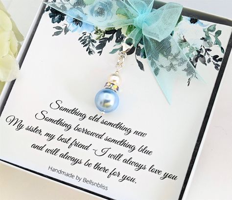 Bridal Charms, Something Blue Ideas, Bride Something Blue, Sister Bride, Blue Bridal Bouquet, Marina Wedding, Something Blue For Bride, Sister Of The Bride, Brides Sister