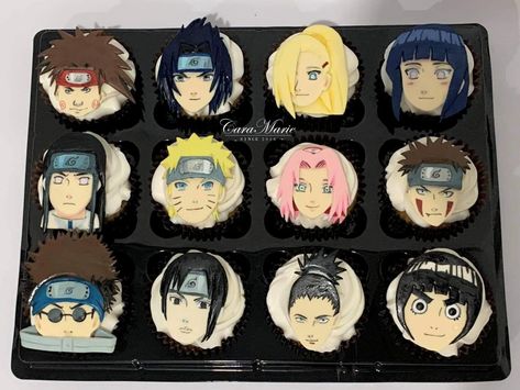 Naruto Cupcakes Naruto Cupcake Topper, Naruto Cake, Naruto Nails, Jordan Birthday, Custom Cupcakes, Anime Food, Themed Cupcakes, Fancy Cakes, Cupcake Topper