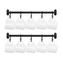 Coffee Rack Wall, Hanging Cups Under Cabinet, Mug Rod, Coffee Cup Wall Rack, Hanging Coffee Mugs On Wall, Mug Display Ideas, Mug Holder Wall, Mug Wall Rack, Coffee Mug Wall Rack