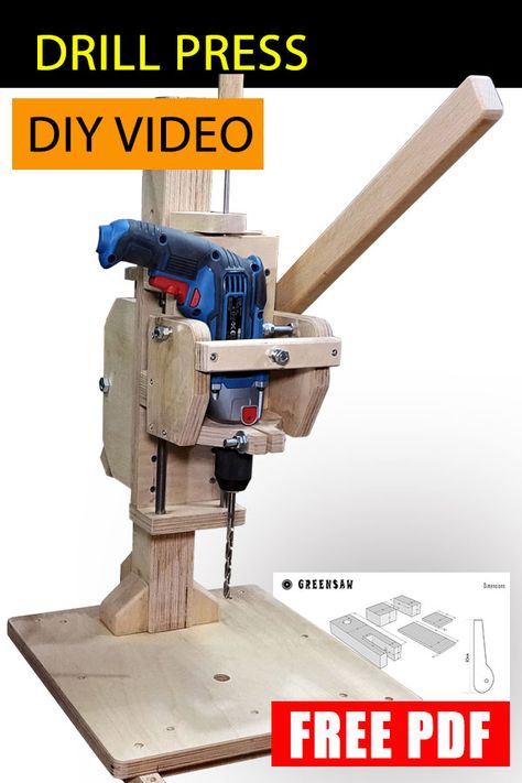 Hello friends. I gave up the drill press I had. I made a new drill press for myself. You can see how I build it in this video. It is a very beautiful column drill. It is possible to drill even 40cm high pieces. It is possible to make full 90 degree holes. You can also drill holes with adjustable height. Drill Press Diy, Diy Drill Press, Homemade Drill Press, Woodworking Drill Press, Table Drill, Drill Press Table, I Gave Up, Wood Shop Projects, Workshop Organization