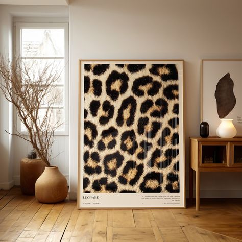 Mixing Animal Prints Decor, Leopard Print Interior Design, Prints For Above Bed, Aesthetic Bedroom Art, Funky Wall Art Prints, Leopard Print Bedroom Ideas, Aesthetic Prints Wall Art, Leopard Print Room, Leopard Bedroom Decor