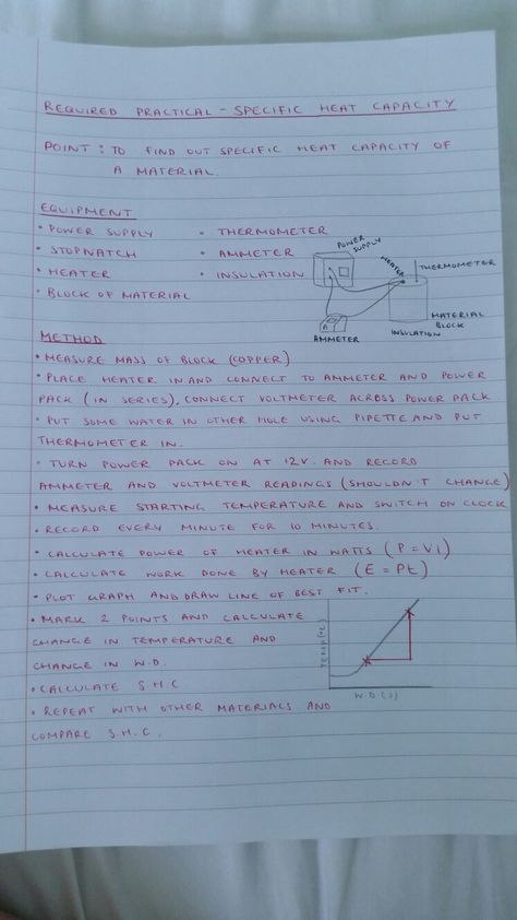 Phyics: Required practical - Specific Heat Capacity Class 10 Science Notes Electricity, Physics Class 10 Notes Light, Class 10 Science Notes Physics Light, Specific Heat Capacity Physics, Physics Notes Class 12 Electromagnetic Waves, Specific Heat Capacity, Physics Paper, Latent Heat, Science Revision