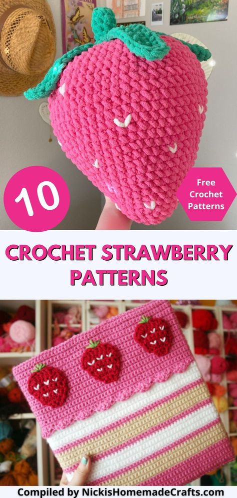 Berry-licious crochet awaits! :strawberry: Join our Strawberry Crochet Patterns board and find 10 FREE and fun patterns for everything from keychains to home decor. Let's crochet a fruity world together! Crochet Strawberry Things, Strawberries Crochet, Strawberry Crochet Projects, Free Crochet Fruit Patterns, Free Strawberry Crochet Pattern, Crochet Strawberries, Crochet Strawberry Stitch, Strawberry Amigurumi, Strawberry Granny Square Free Pattern