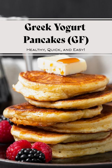 These Healthy Greek Yogurt Pancakes are the fluffiest and softest pancakes ever! They're made with gluten-free flour, greek yogurt, and whipped egg whites. They are sugar-free and keto! Quick, easy-to-make breakfast recipe you'll make again and again! They're a staple in our house for Sunday brunch with the family. Find the full recipe via the link! #yogurtpancakes #sugarfree Yogurt Pancakes Healthy, Whipped Greek Yogurt, Gluten Free Afternoon Tea, Keto Cream Cheese Pancakes, Whipped Egg Whites, Greek Yogurt Eggs, Grain Free Pancakes, Greek Yogurt Breakfast, Make Greek Yogurt