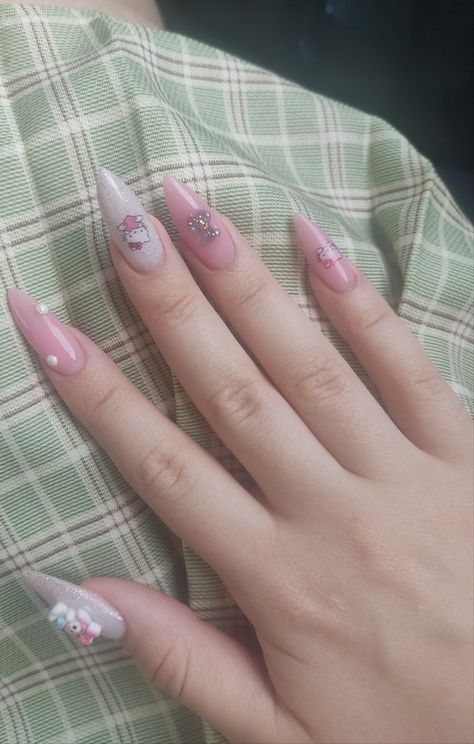 hello kitty sanrio my melody pink Simple Kawaii Nails, Ideas Uñas, Sanrio My Melody, Hello Kitty Sanrio, Kawaii Nails, My Melody, Hello Kitty, Manicure, Kitty