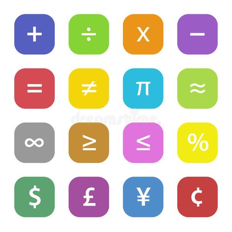 Math Financial Symbols. Colorful math financial symbols set , #Ad, #Symbols, #Colorful, #Math, #Financial, #symbols #ad Math Symbols And Meanings, Math Symbols Art, Currency Symbols World, All Math Symbols, Sets Symbols Math, Stock Images Free, Stock Vector, Color