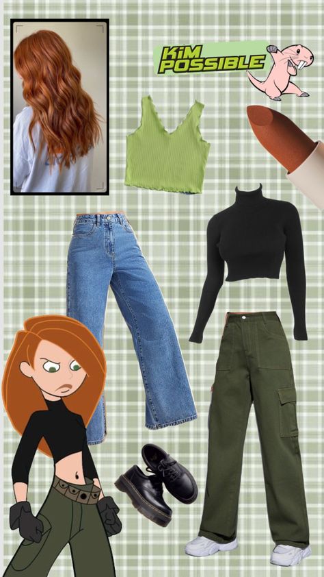 KIM POSSIBLE #callme #beepme #kimpossible #disney #disneychannelshow #disneychannel Kim Kolwiek Costume, Kim Possible Inspired Outfits, Kim Possible Outfits Style, Simple Disney Costumes, Kim Possible Outfit, Spy Ideas, Kim Possible Costume, Kim Possible Cosplay, Channel Outfits