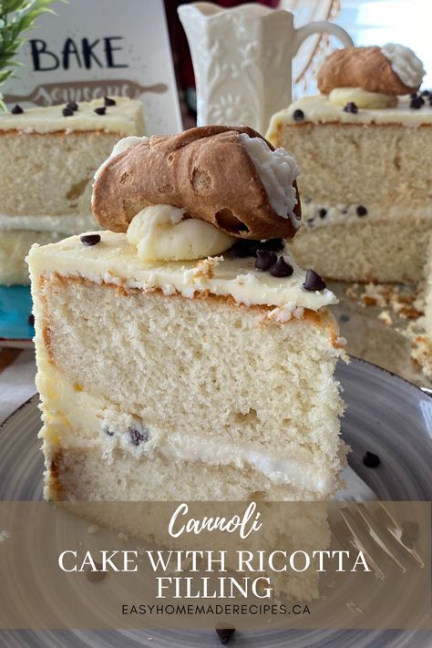 Cannoli Cake Recipe Cannoli Cake Recipe, Using Ricotta Cheese, Spinach Puffs Recipe, Filling Cake, Italian Cannoli, Cannoli Cake, Cannoli Filling, Cannoli Cream, Canada Food