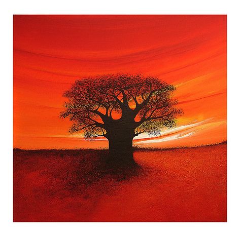 Baobab Tree' African lanscape/sunset painting | Flickr - Photo ... Sunset Landscape Painting, African Tree, Whimsy Art, African Sunset, Baobab Tree, Sunset Landscape, Sunset Art, Sunset Painting, Contemporary Wall Art