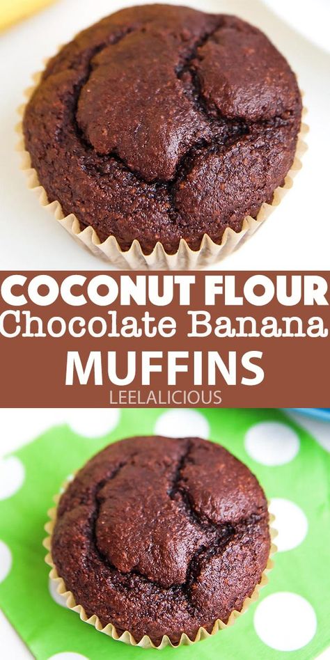 Banana And Cocoa Powder, Coconut Flour Banana Muffins, Flour Desserts, Banana Coconut Muffins, Coconut Flour Muffins, Gluten Free Banana Muffins, Banana Muffins Easy, Paleo Muffins, Coconut Muffins