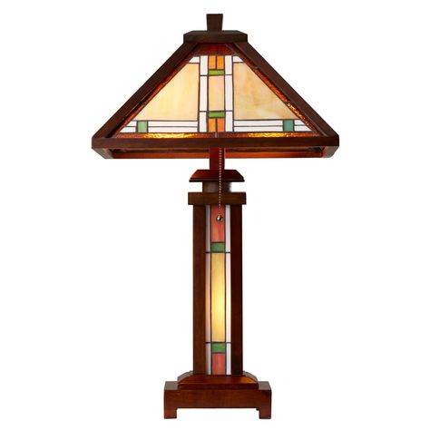 Risley 25.6" H Table Lamp with Empire Shade Wooden Table Lamp, Cabin Living Room, Tiffany Style Table Lamps, Wooden Table Lamps, Fixture Table, Tiffany Lamps, Funky Furniture, Wood Inlay, Mission Style