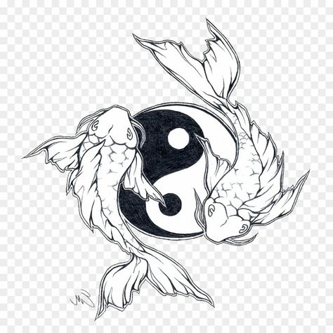 2 Koi Fish Tattoo, 2 Koi Fish, Koi Yin Yang, Koi Fish Drawing Tattoo, Koi Dragon Tattoo, Yin Yang Fish, Black Koi Fish, Japanese Koi Fish Tattoo, Black Line Tattoo