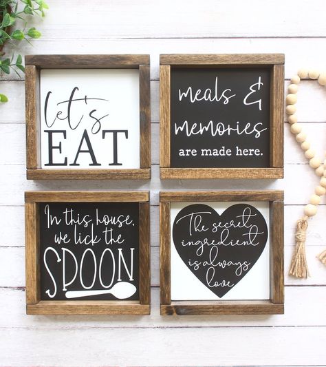 Kitchen Sign Diy, Buffet Displays, Boho Event, Rustic Kitchen Wall Decor, Kitchen Gallery Wall, Kitchen Decor Signs, Eat Sign, Villa Rica, Kitchen Walls