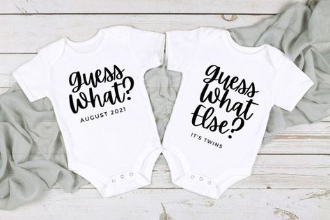 Pregnancy Announcement Twins, Twins Pregnancy Announcement, Twin Baby Announcements, Twins Pregnancy, Twins Announcement, Twin Pregnancy Announcement, Twin Onesies, Twins Gift