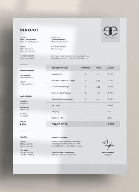 Invoice Design Template. AI, EPS, PDF, PSD. Adobe Photoshop, Adobe Illustrator. One Page Design Brief.. Print Dimensions: A4 size + 3 mm Bleed. Print Ready, CMYK, 300 DPI. Contract Design Layout, Invoice Design Creative, Quote Design Layout, Best Fonts For Logos, Invoice Design Template, 잡지 레이아웃, Design Brief, Business Fonts, Invoice Design