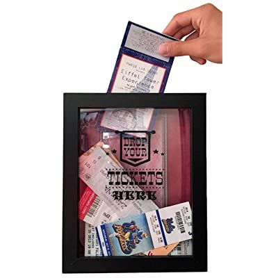 TicketShadowBox - Memento Frame - Large Slot on Top of Frame - Memory Box Storage for Any Size Tickets. Best Top Loading Shadowbox for the Concert Movie Theater & Sporting Event Ticket Stubs Gift Lottery Tickets, Ticket Shadow Box, Shelf Frame, Grey Picture Frames, Home Theater Decor, Storage Wall, Memory Storage, Collage Picture Frames, Lottery Tickets