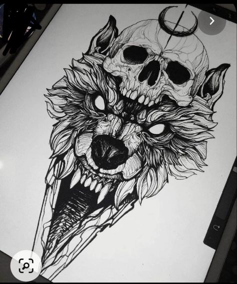 Small Skull Tattoo, Skull Tattoo Flowers, Feminine Skull Tattoos, Viking Tattoo Sleeve, Tattoo Wolf, Wolf Skull, Sugar Skull Tattoos, Inspiration Tattoo, Skulls Drawing