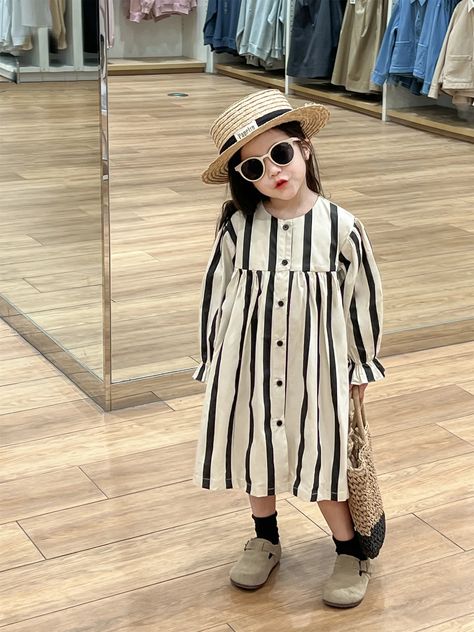 20.7US $ 41% OFF|2024 Spring Children Girls Dress Black white Striped Loose Toddler Girl Dress Bubble Long Sleeve Single Breasted Baby Girl Dress| |   - AliExpress Toddler Girl Dress, Toddler Girl Dresses, Girls Dress, Girl Dress, Single Breasted, Dress Black, Toddler Girl, White Stripe