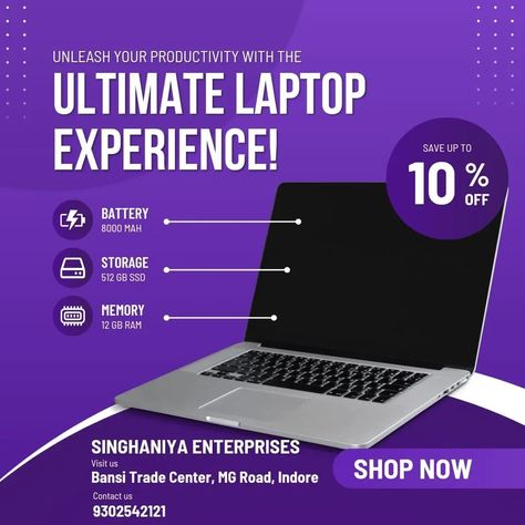 **Is your computer running slow and hanging ** Don't worry, we can fix that! Our services are fast, and reliable at affordable prices. Free diagnostics included! Let us get your computer back up to speed. ✅ CCTV Services. ✅ Laptop Repair & Maintenance Services. ✅ Networking Devices. ✅ Best Electronic Showroom in Indore, ✅ Printer Dealers Indore ✅ Printer Repairing Services. ✅ Refurbished Laptop Contact us now for a free quote: Call: 9303542121 Visit Now M-z-18, Bansi Trade Cent... Laptop Advertisement, Tech Sales, Repair Mobile, Graphic Technology, Macbook Repair, Computer Maintenance, Computer Repair Services, Computer Shop, Sneaker Posters