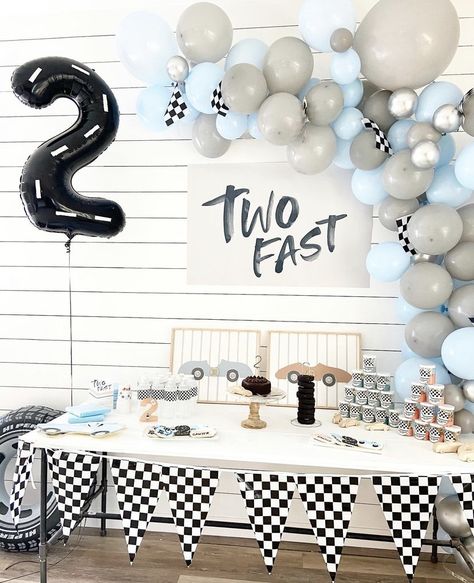 2nd Birthday Themes For Boys, 2nd Birthday Themes, 2nd Birthday Theme, Two Fast Birthday Party, Auto Party, Second Birthday Boys, Two Fast Birthday, 2nd Birthday Party For Boys, 2nd Birthday Boys