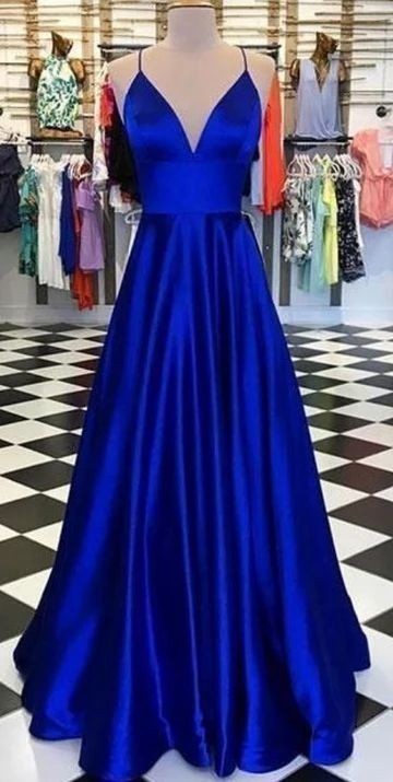 Blue Long Prom Dress, School Dance Dresses, Graduation Party Dresses, Prom 2020, Royal Blue Prom Dresses, Spaghetti Strap Prom Dress, Simple Prom Dress, Prom Dress Ideas, Plus Size Formal