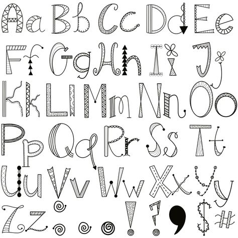 Hand Lettering Alphabet Fonts, Doodle Alphabet, Alphabet Font, Doodle Fonts, Fancy Letters, 강아지 그림, Hand Lettering Art, Alphabet Clipart, Hand Lettering Fonts