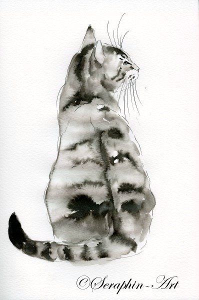 Painted Cats, Samurai Artwork, Watercolor Painting Techniques, Cat Artwork, 수채화 그림, Watercolor Art Lessons, Watercolor Cat, Watercolor Paintings Tutorials, Watercolor Drawing